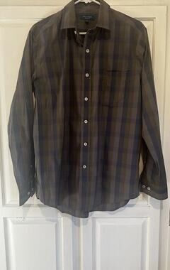 Cole Haan Shirt Men’s Medium Blue Gray Oxford Long Sleeve Button Up Grand OS